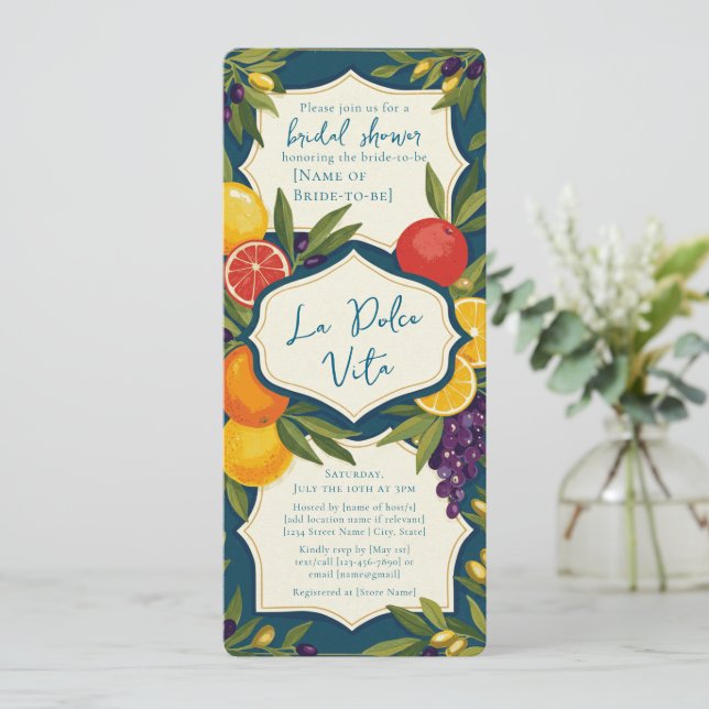 La Dolce Vita Italy Bridal Shower Inbjudningar (Stående Fram)