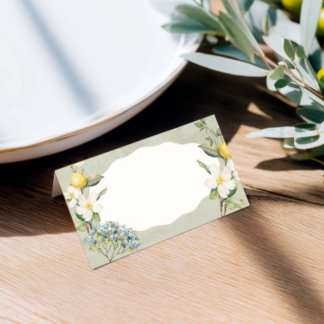 La Dolce Vita Lemon-Blommigt, mappat platskort Placeringskort (Lemon floral wedding place card—adds charm while guiding guests to their seats.)