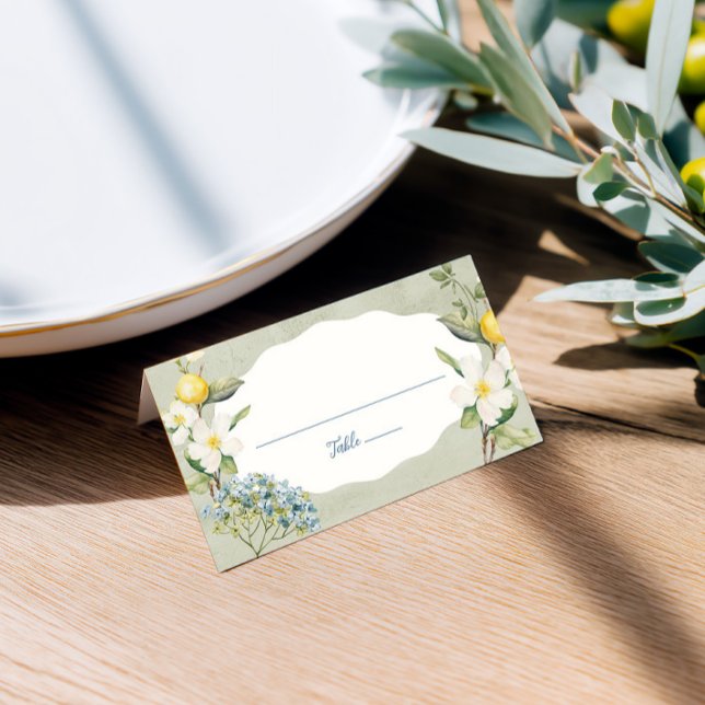 La Dolce Vita Lemon-Blommigt, mappat platskort Placeringskort (Floral place cards that guide guests and add charm to your wedding reception.)
