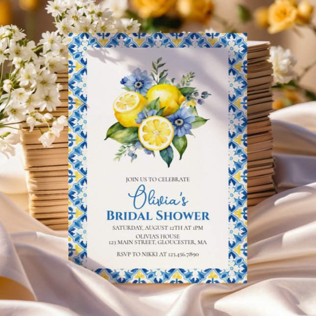 La Dolce Vita Lemon blommigt Möhippa Inbjudningar (Skapare uppladdad)