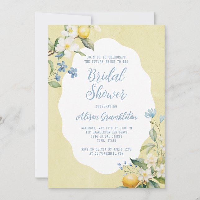 La Dolce Vita Lemon Bridal Shower Invitation Inbjudningar (Framsida)