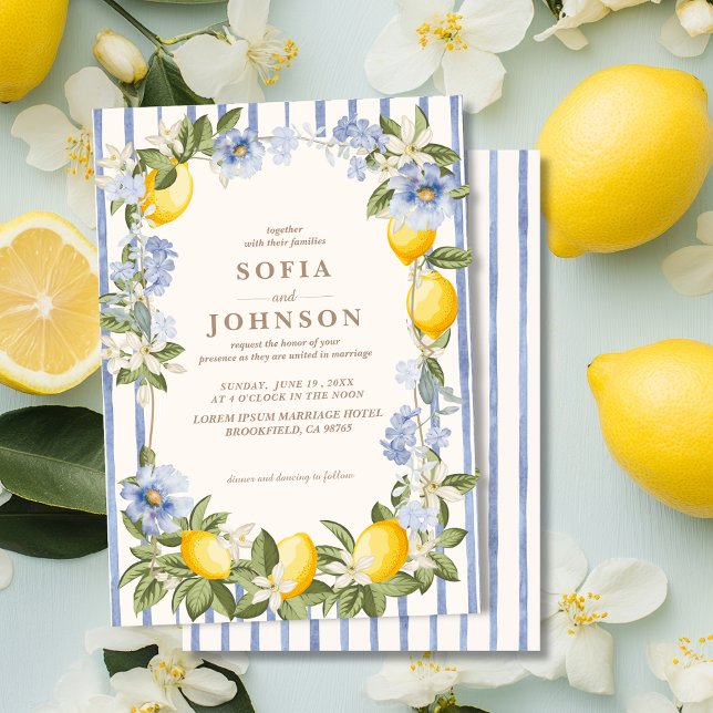 La Dolce Vita Lemon Citrus Italian summer Wedding Inbjudningar (Skapare uppladdad)
