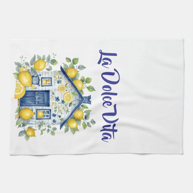 La Dolce Vita Lemon Cottage Kitchen Towel Kökshandduk (Horisontell)