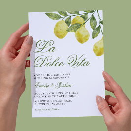 La Dolce Vita Lemon Gren Elegant bröllop Inbjudningar