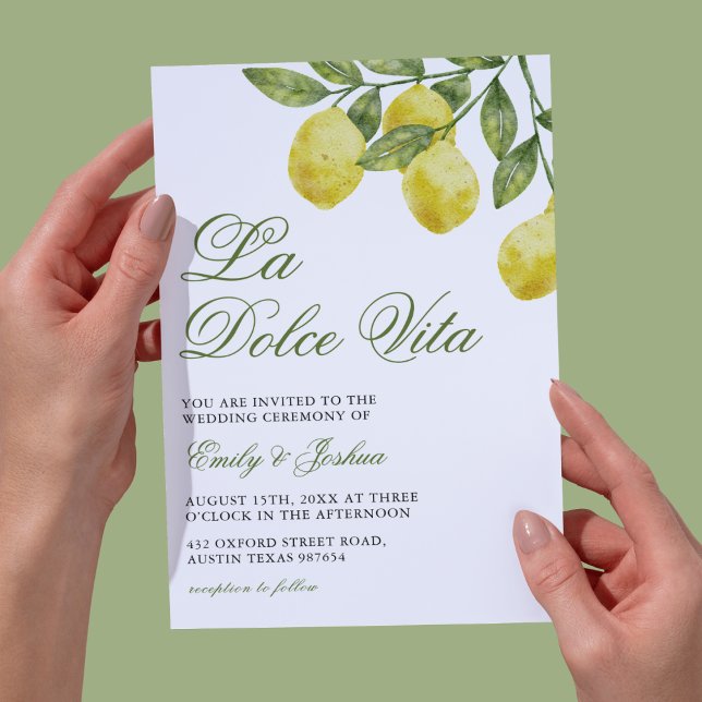 La Dolce Vita Lemon Gren Elegant bröllop Inbjudningar (Skapare uppladdad)