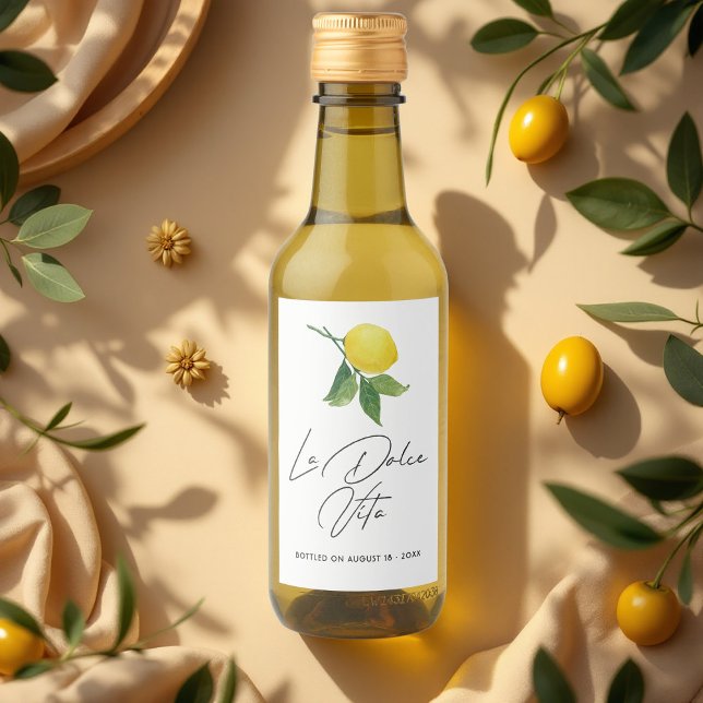 "La Dolce Vita" Lemon Homemade Olive Oil Vinetikett (Lemon Homemade Olive Oil Wine Label)