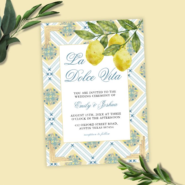 La Dolce Vita Lemon Italienska Thmet Bröllop Inbjudningar (Skapare uppladdad)