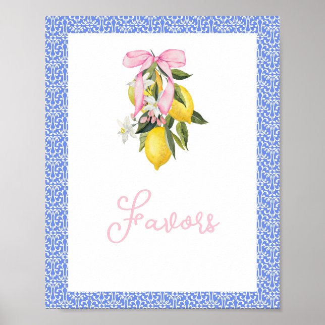 La Dolce Vita Lemon Rosa Bow Baby Shower-favoriter Poster (Framsidan)