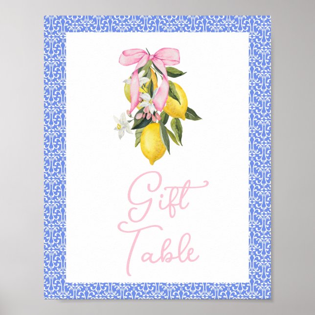 La Dolce Vita Lemon Rosa Bow Baby Shower Gifts Poster (Framsidan)