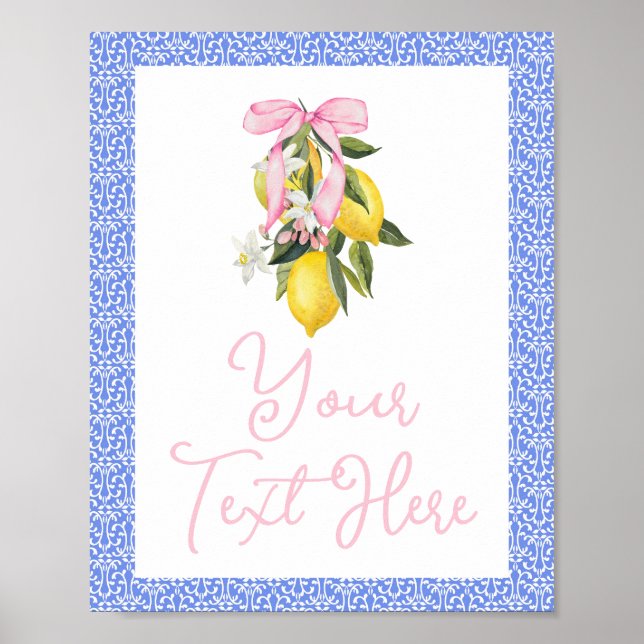 La Dolce Vita Lemon Rosa Bow Baby Shower Poster (Framsidan)