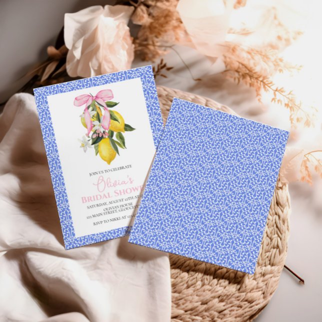 La Dolce Vita Lemon Rosa Bow Möhippa Inbjudningar (Skapare uppladdad)