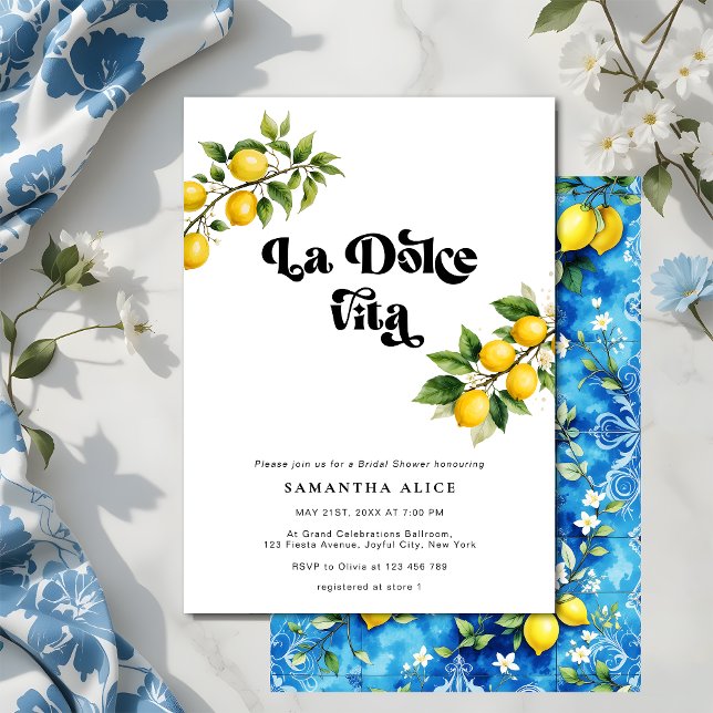 La Dolce Vita Lemon Theme Italienska Möhippan Inbjudningar (Skapare uppladdad)