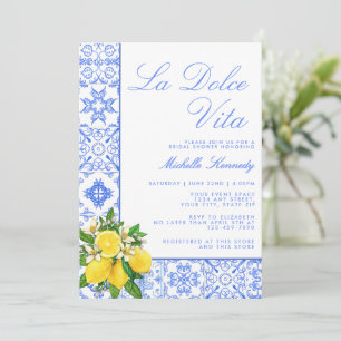 La Dolce Vita Medelhavet Citron Bröllopsdusch Inbjudningar
