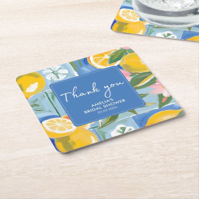 La dolce vita medelhavssommar Bridal Shower Underlägg Papper Kvadrat (Vinklad)