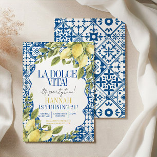 La Dolce Vita Mediterranean Italiano Lemon Birthda Inbjudningar