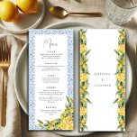 La Dolce Vita Mediterranean italilemon Bröllop Meny<br><div class="desc">Smaka på Amalfi Kusten till bord med den här La Dolce Vita Mediterranean Italiana Lemon Bröllop Menu. Med blommigtar för blått och gult av elegant, handmålade citrusbilder av citrusfrukter och typiska medelhavsbrickor är denna menyutformning perfekt för ett giskligt bröllop, Amalfi Kusten firande eller ett evenemang mellan vintage och stil. Visning...</div>