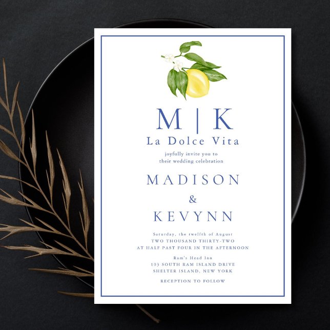 La Dolce Vita Orange och Blue Classic Bröllop Inbjudningar (Skapare uppladdad)