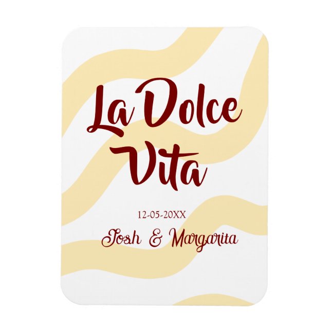 La Dolce Vita persika bröllopspar Namn mauve Magnet (Vertikal)
