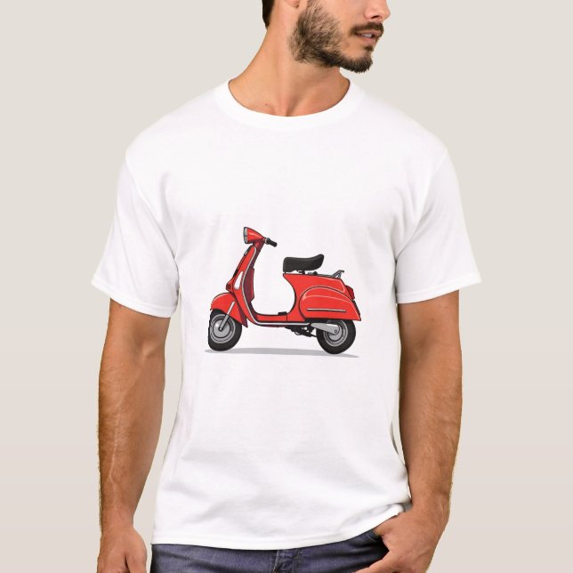 La Dolce Vita: Red Vespa T-Shirt (Framsida)