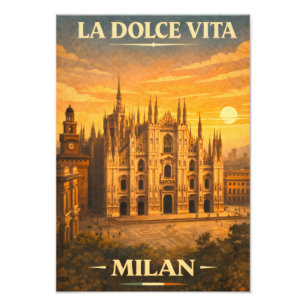 La Dolce Vita - Resemålning från Milano i vintage- Fototryck