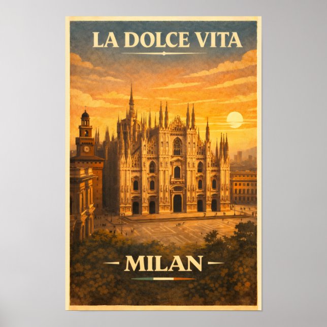 La Dolce Vita - Resemotiv Milan Vintage Poster (Framsidan)