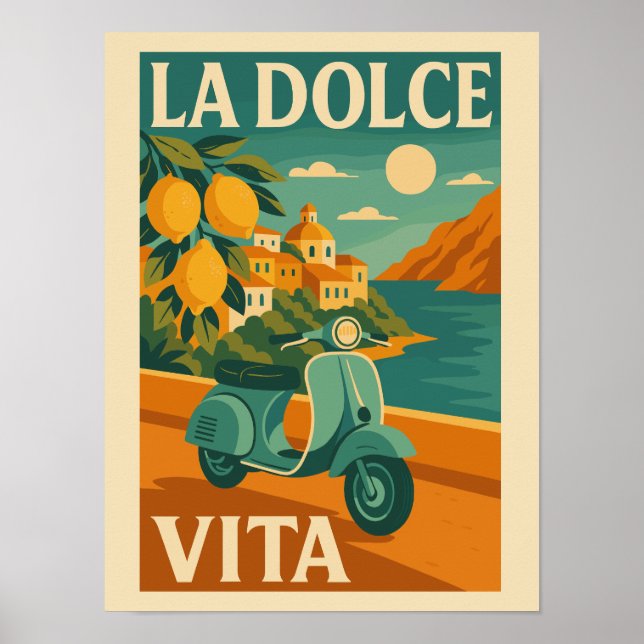 La Dolce Vita – Retro Italian Coast Travel Poster (Framsidan)