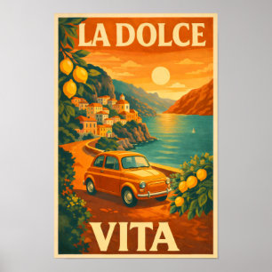 La Dolce Vita – Retro Italiensk Kust Resa Poster