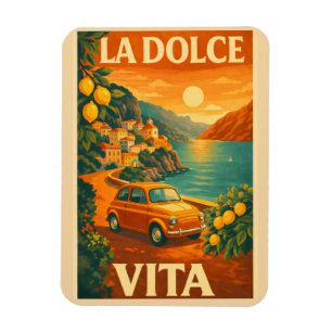 La Dolce Vita – Retro Italiensk Kust Resa Poster Magnet