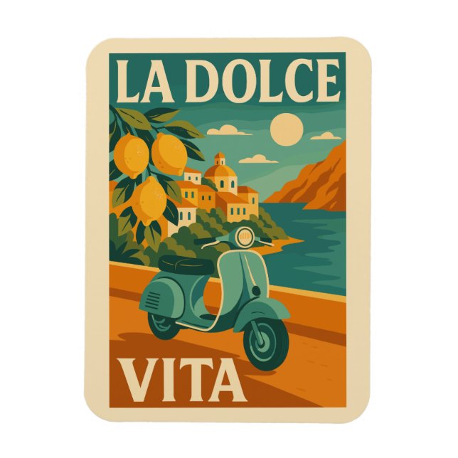 La Dolce Vita – Retro Italienska Kust Resa Magnet (Vertikal)