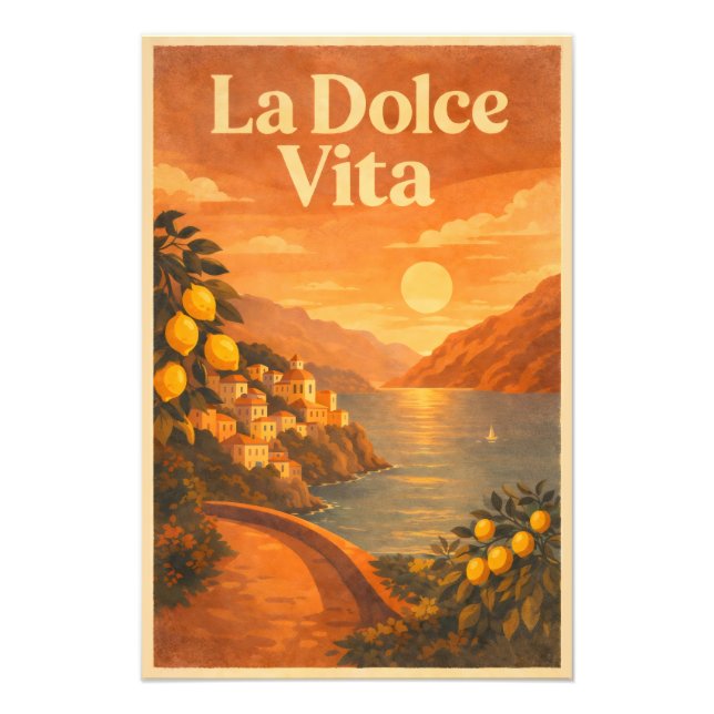 La Dolce Vita – Retro Italienska Kust Resa Poster (Framsidan)