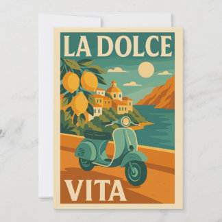 La Dolce Vita - Retro Italy Kusten Travel Julkort