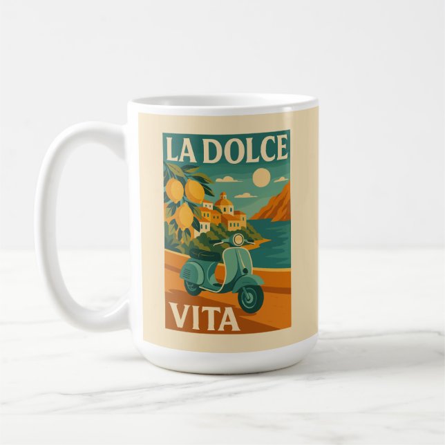 La Dolce Vita - Retro Italy Kusten Travel Kaffemugg (Vänster)
