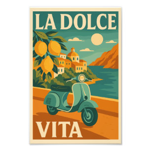 La Dolce Vita - Retro Italy Kusten Travel Poster