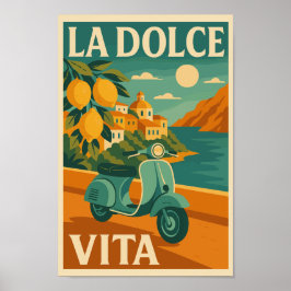 La Dolce Vita - Retro Italy Kusten Travel Poster