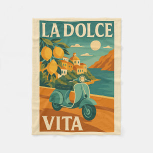 La Dolce Vita - Retro Italy Kusten Travel Poster Fleecefilt