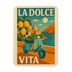 La Dolce Vita - Retro Italy Kusten Travel Poster Magnet