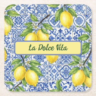 La Dolce Vita Sicilien, Limoncello Festsmycknad Underlägg Papper Kvadrat