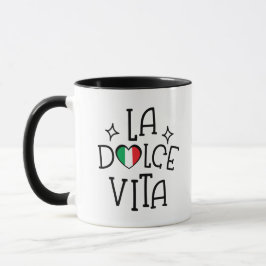 La Dolce Vita Söt italiensk flagga hjärta Mugg