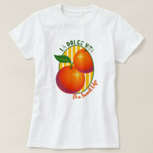 La Dolce Vita Sött Liv Apelsin Frukt Retro T Shirt