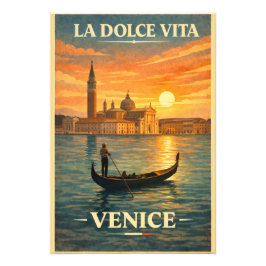 La Dolce Vita - Venetiansk Vintage Reseskylt Fototryck