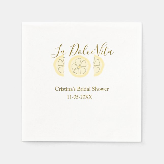 La Dolce Vita yellow lemon bridal shower pastel bo Pappersservett (Framsidan)