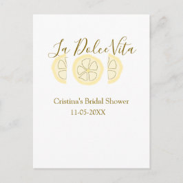 La Dolce Vita yellow lemon bridal shower pastel bo Vykort