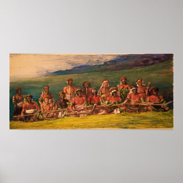 La Farge - hövdingar och artister i krigsdans Fiji Poster (Framsidan)