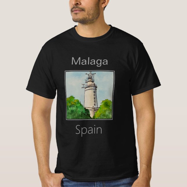 La Farola Lighthouse, Malaga, Spanien T Shirt (Framsida)