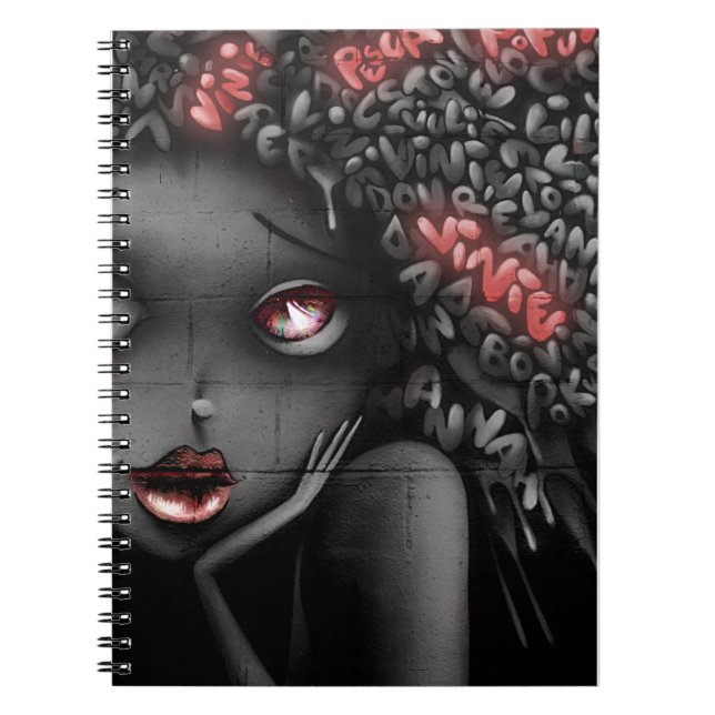 La femme graffiti noir et blanc et rouge anteckningsbok (Framsidan)