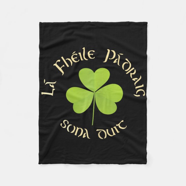 La Fheile Padraig Sona Duit Glad St Patricks Day  Fleecefilt (Framsidan)