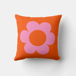 La Fleur 01 Retro Blommigt Orange Rosa Preppy Flow Kudde