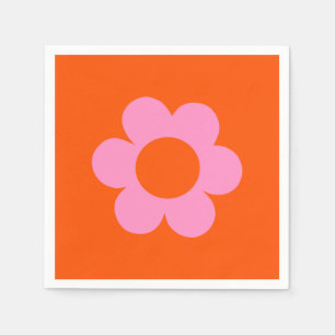 La Fleur 01 Retro Blommigt Orange Rosa Preppy Flow Pappersservett