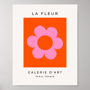La Fleur 01 Retro Blommigt Orange Rosa Preppy Flow Poster
