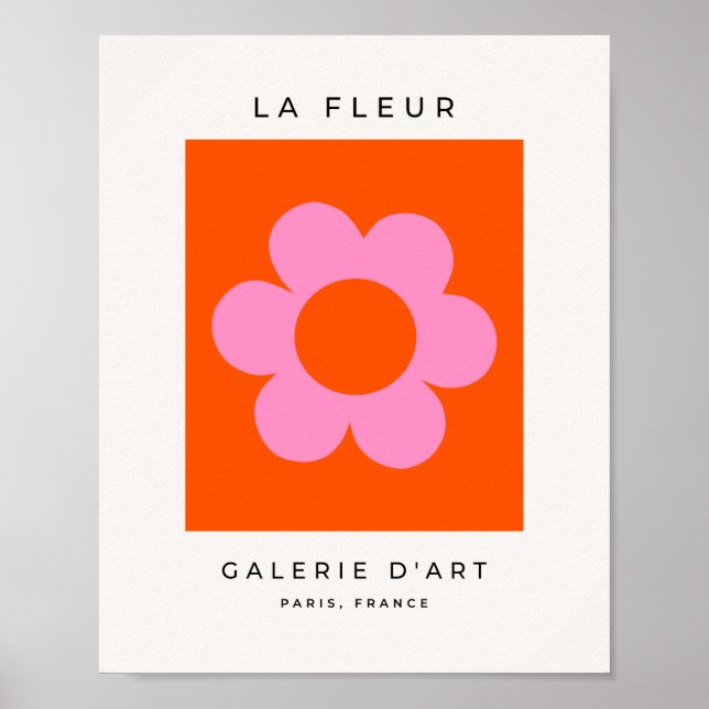 La Fleur 01 Retro Blommigt Orange Rosa Preppy Flow Poster (Framsidan)